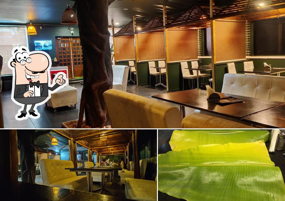 Take a seat at one of the tables at Madras Military Hotel