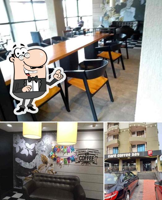 This is the picture depicting interior and exterior at Café Coffee Day