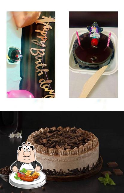 Take a look at the picture depicting food and interior at Insta Cakes