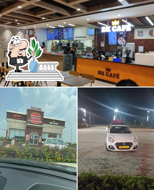 The picture of exterior and interior at Burger King