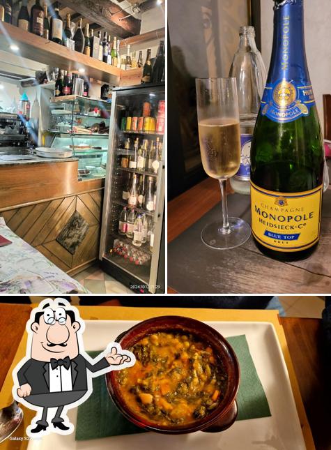Dai un’occhiata alla immagine che presenta la interni e cibo di Ristorante trattoria L'Angolo