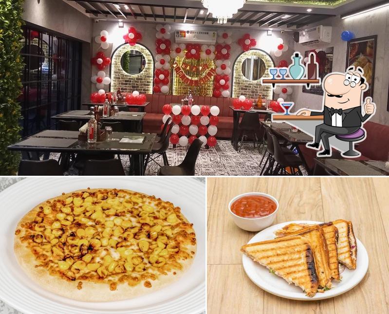 Among different things one can find interior and food at Hunger Break restaurant