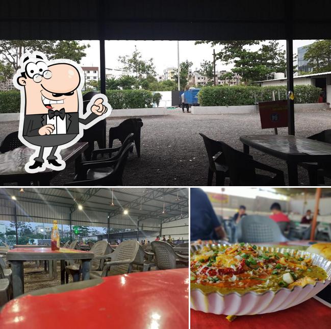 Take a seat at one of the tables at Chandan Omelette Center