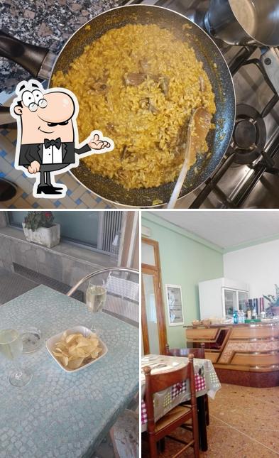 Questa è la immagine che raffigura la interni e cibo di Bar Ristorante Alò Alò