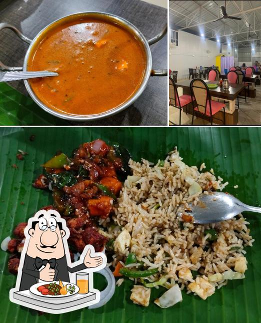 This is the image depicting food and interior at SREE BHUVANESWARI HOTEL