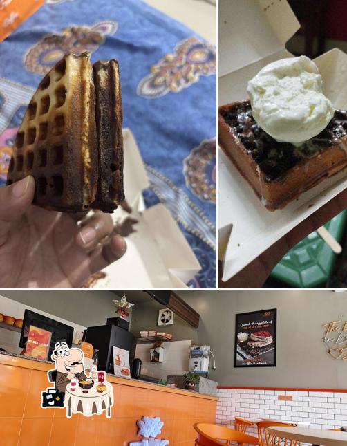 The image of food and interior at The Waffle Co