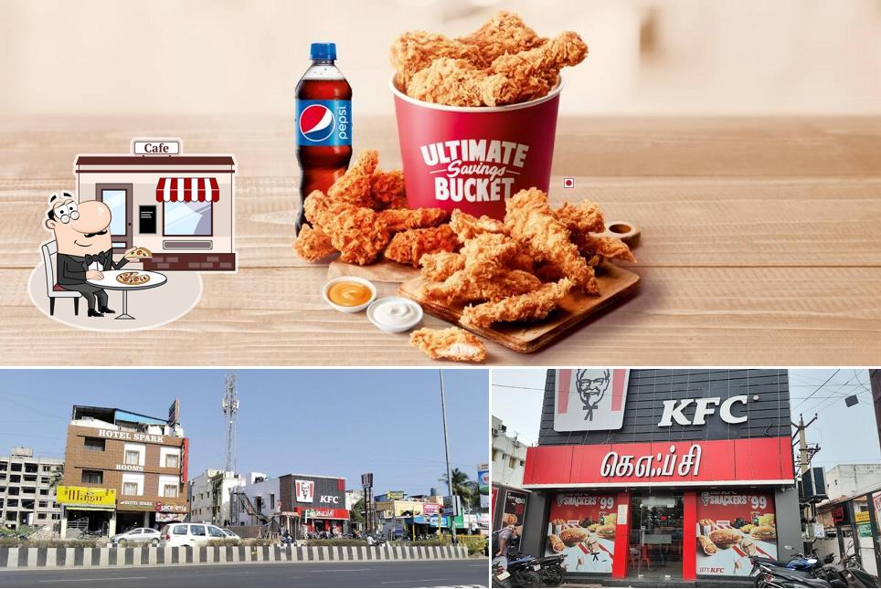 KFC is distinguished by exterior and beverage