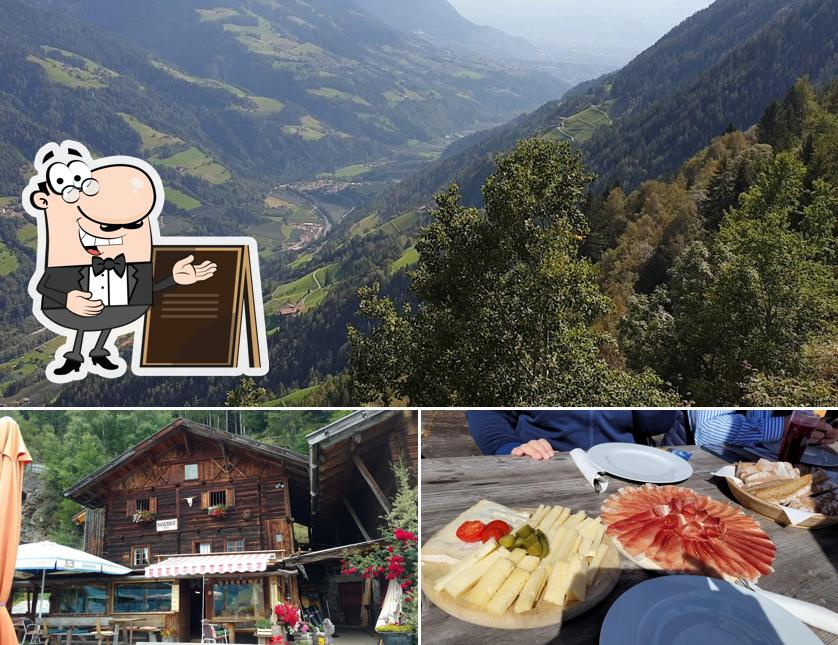 La esterno e cibo del ristorante