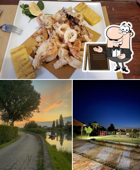 La esterno e cibo del ristorante