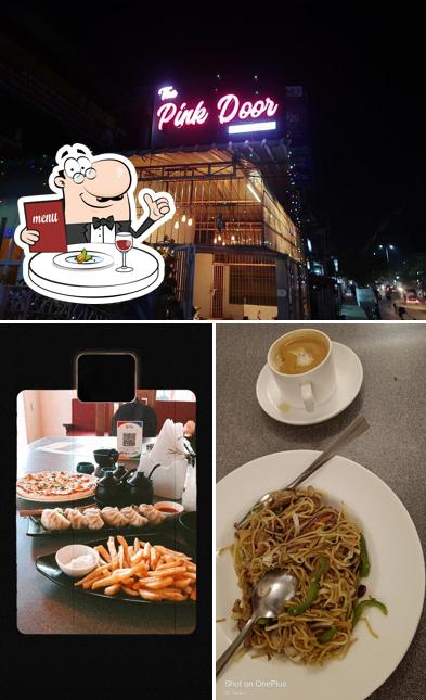 The picture of food and exterior at The Pink door