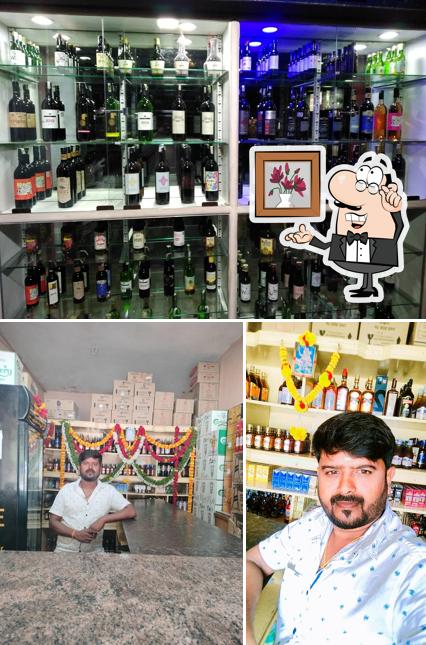 The restaurant's interior and alcohol