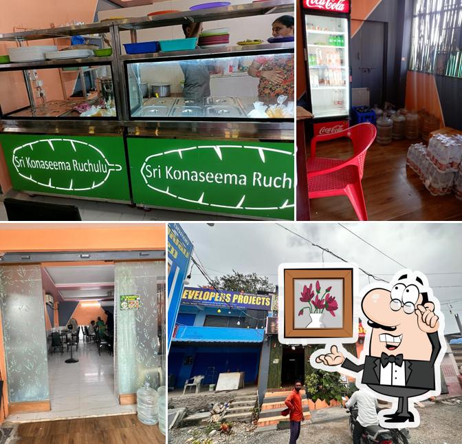The interior of Sri konaseema Ruchulu Family Restaurants