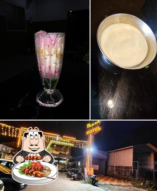 The picture of food and exterior at Thaza Hotel