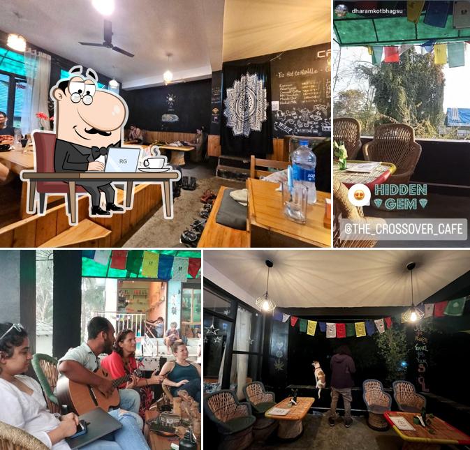 Take a seat at one of the tables at The Crossover Cafe(הירושלמי) Dharamkot Vegan and Vegetarian Cafe