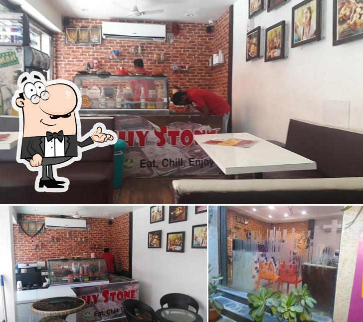 Take a seat at one of the tables at Crunchy Stone