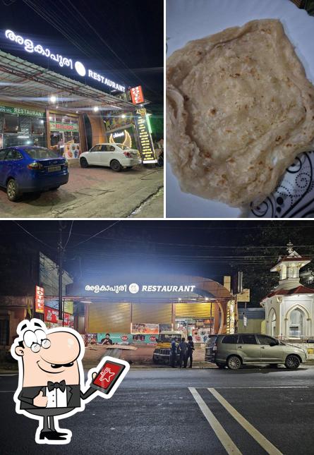 The restaurant's exterior and food