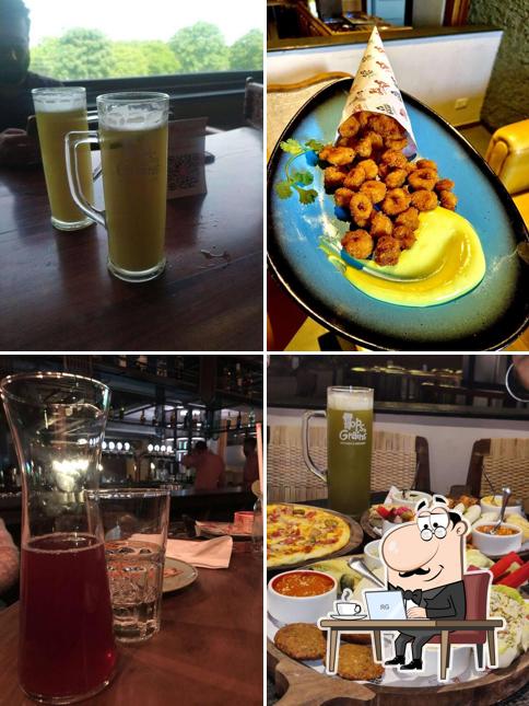 The interior of Hops n Grains Kitchen & Brewery