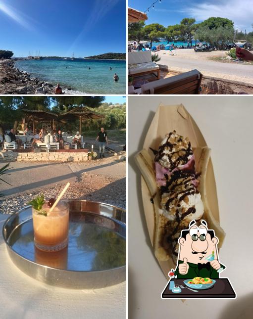 Tra le diverse cose da Kontiki Beach bar & Food si possono trovare la cibo e esterno