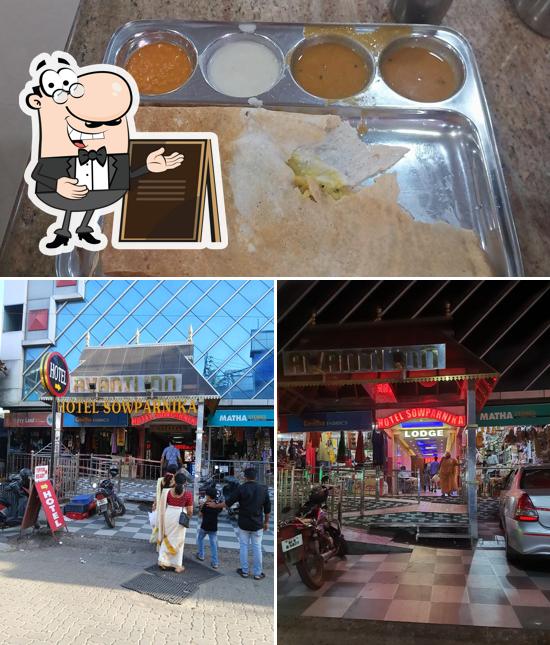 The restaurant's exterior and food