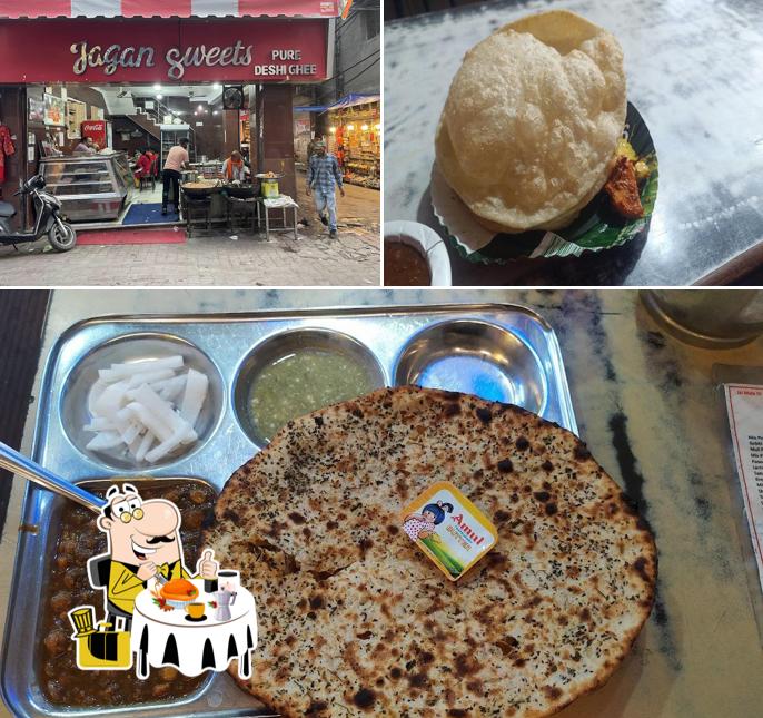 Check out the image depicting food and exterior at Jagan Sweet Shop Katra
