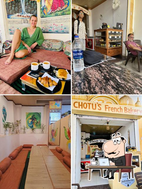 Among different things one can find interior and drink at Chotu's French bakery and South Indian Food Pushkar