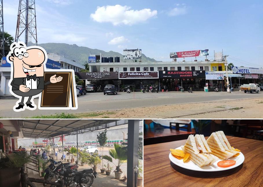 The image of exterior and food at Felicita Cafe
