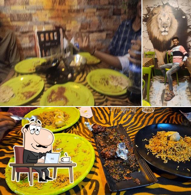 The restaurant's interior and food