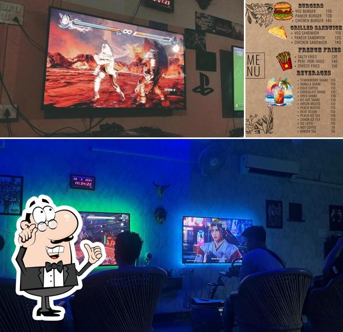 The restaurant's interior and food