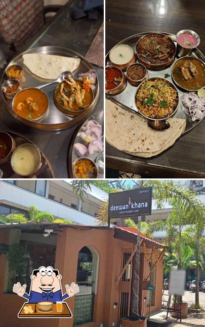 Among different things one can find food and exterior at Deewan Khana