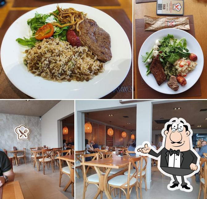 Sente em uma das mesas no Restaurante Sabor Amigo