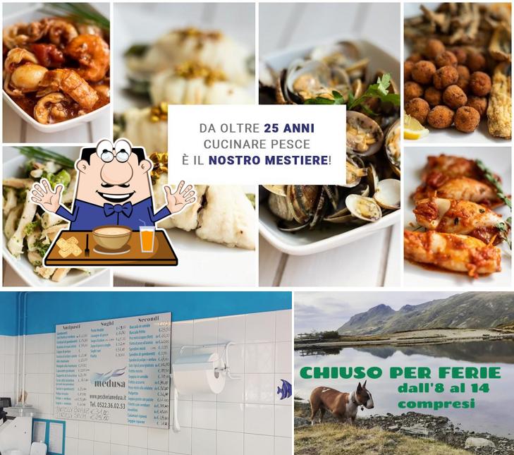 La Medusa pescheria si caratterizza per la cibo e interni