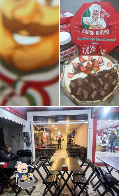 A ilustração do PIZZARIA SABOR DIVINO’s comida e interior