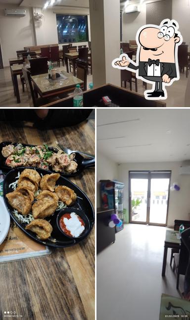 The picture of interior and food at The Greens Family Restaurant