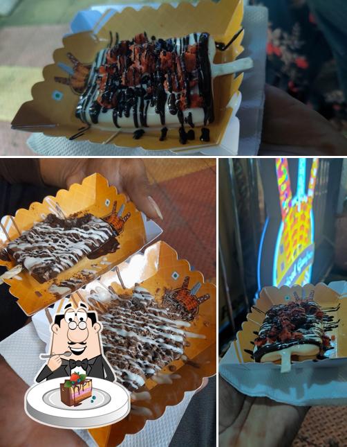 Chocolate cake at Conical Gaufres the stick waffle store vizag