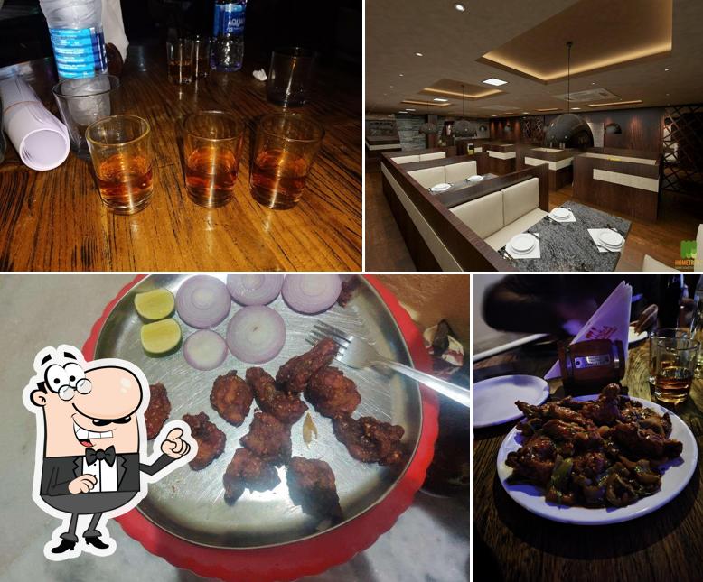 The restaurant's interior and food