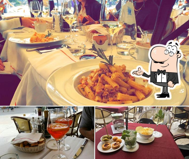 Tra le varie cose da Ristorante Caffè Vittorio Emanuele si possono trovare la interni e cibo