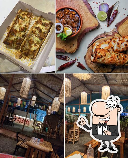 The restaurant's interior and food