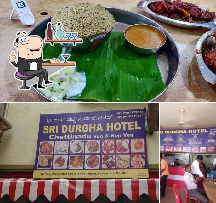 The image of interior and food at Sri Durga Hotel