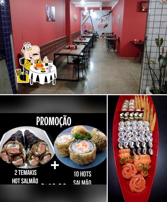 A comida e interior do restaurante