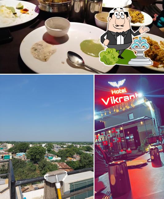 Take a look at the picture depicting exterior and food at Hotel Vikrant