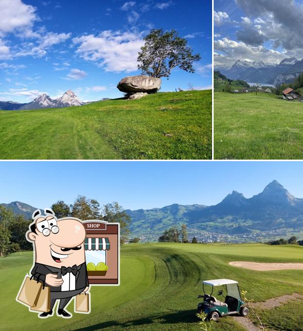 Goditi la vista dall'area esterna di Golf Club Axenstein