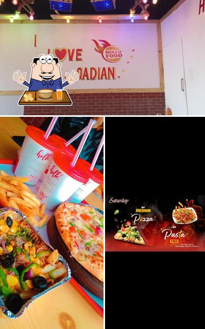 Check out the photo depicting food and interior at Hello food qadian