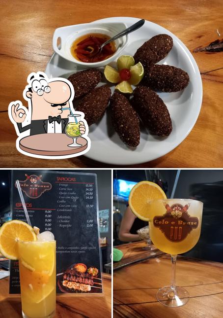 A foto do GELO E BRASA PUB’s bebida e comida
