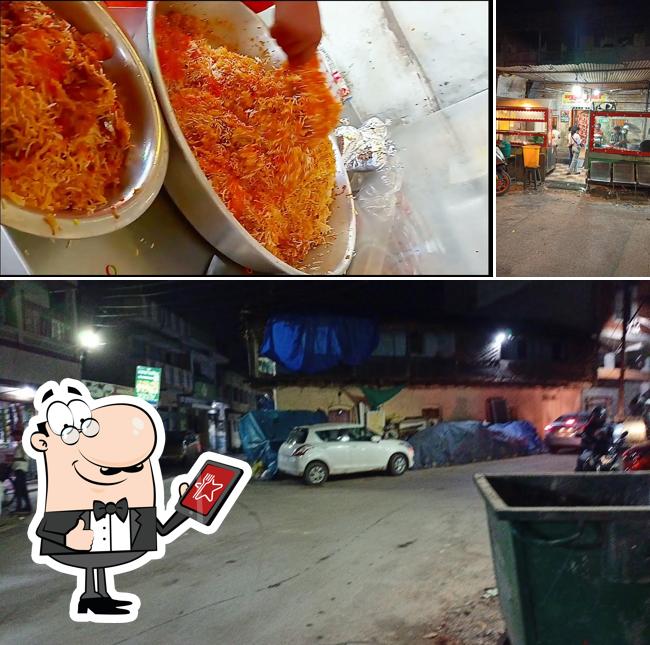This is the picture displaying exterior and food at Noorjahan Biryani