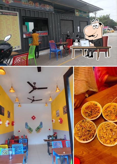 This is the picture displaying interior and exterior at FOOD HUNT