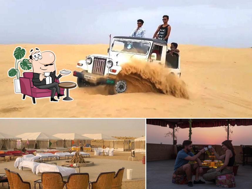 Among different things one can find interior and exterior at Jaisalmer crown desert safari