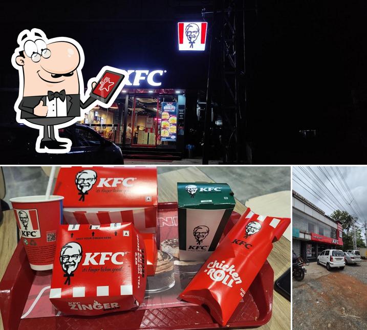 Check out the picture displaying exterior and beverage at KFC