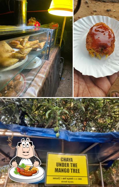 Food at Chaya under the mango tree