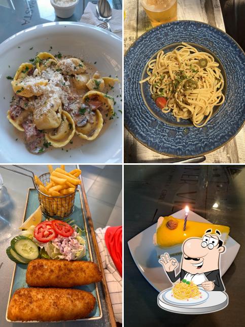 Spaghetti à la carbonara à Corner view