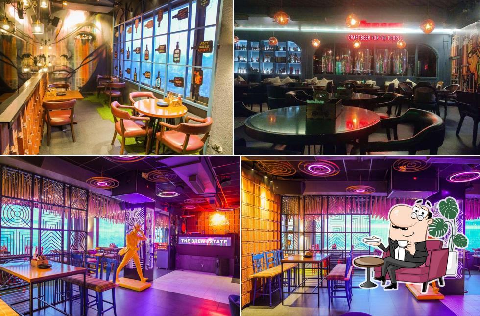 Take a seat at one of the tables at The Brew Estate